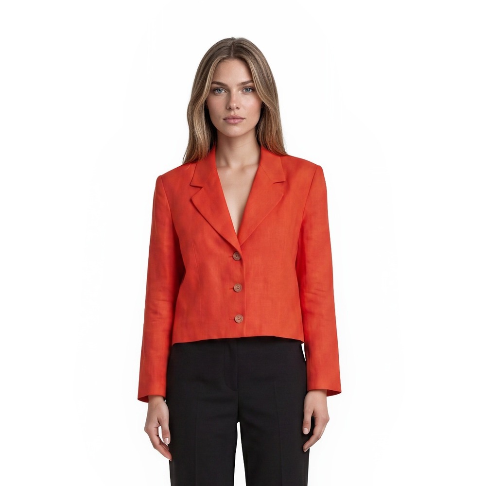 Vintage‎ Elliott Lauren Blazer Women's Size 10 Orange Linen Made in USA Jacket